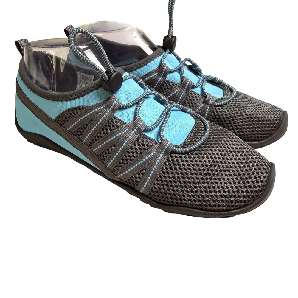 Water Shoes S Womens Blue Gray Mesh Bungee Aqua Socks Beach Hiking